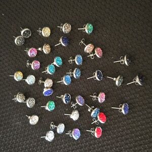 Mini Druzy Stone earring set